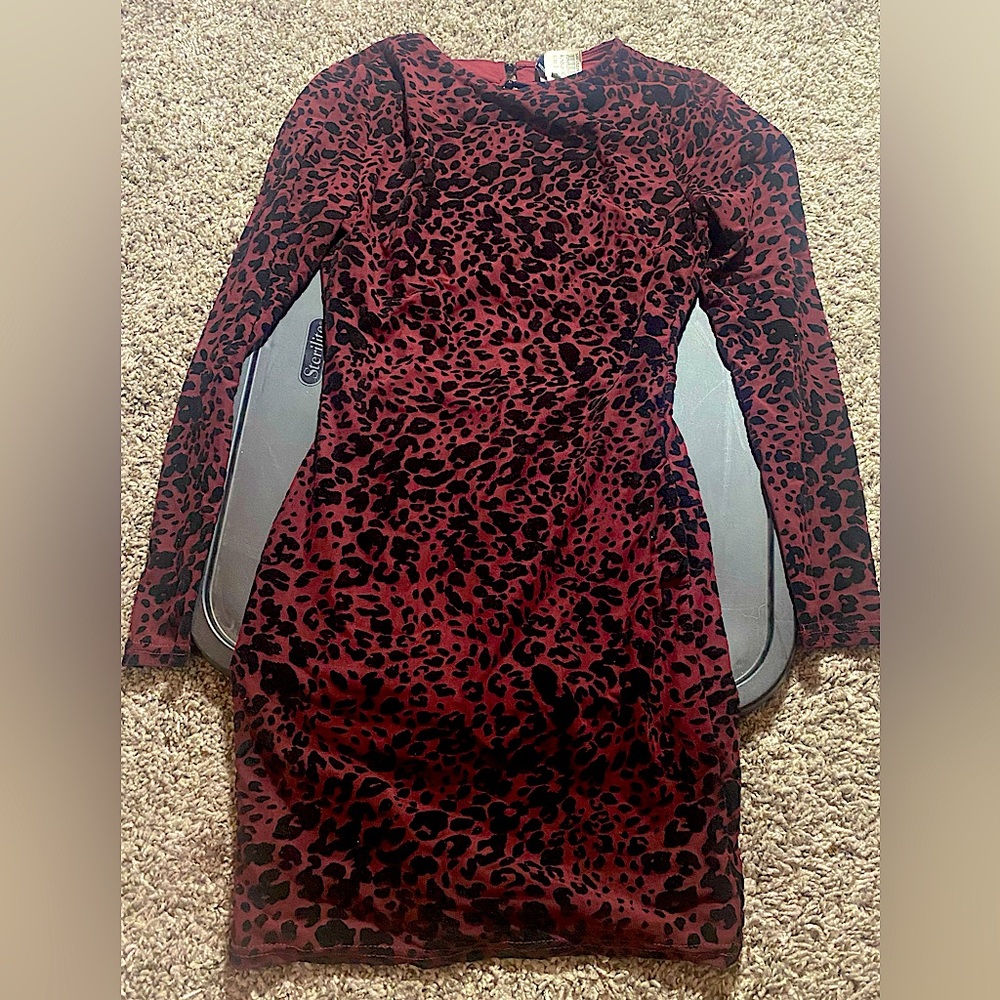 Maroon Cheetah Print Windsor Dress